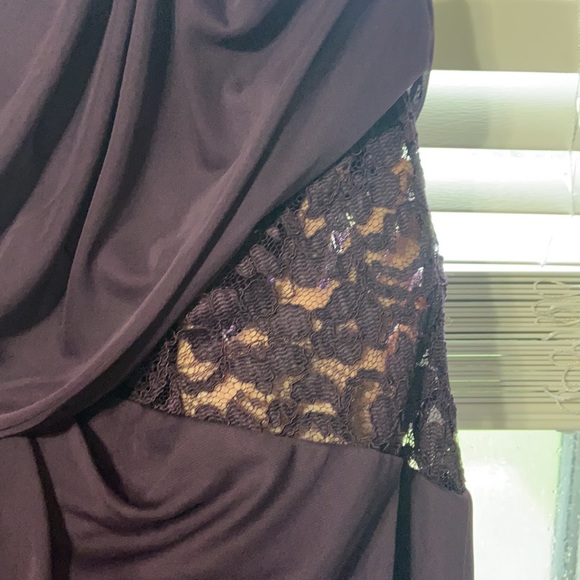 High-Neck Mesh Bridesmaid Dress with Lace Inset - Picture 7 of 11